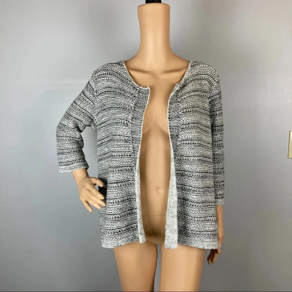 Pure Jill Womens Small Open Front Cardigan Black/White